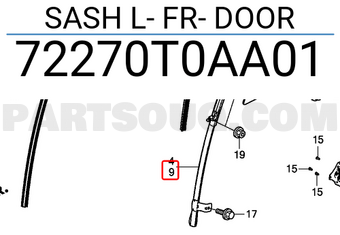 Honda 72270T0AA01 SASH L- FR- DOOR