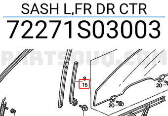 Honda 72271S03003 SASH L,FR DR CTR