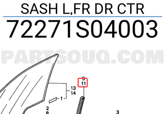 Honda 72271S04003 SASH L,FR DR CTR