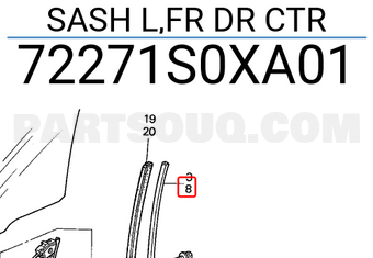 Honda 72271S0XA01 SASH L,FR DR CTR
