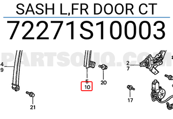 Honda 72271S10003 SASH L,FR DOOR CT