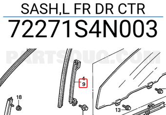 Honda 72271S4N003 SASH,L FR DR CTR