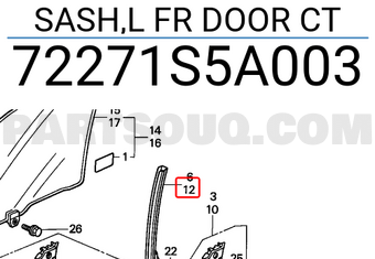 Honda 72271S5A003 SASH,L FR DOOR CT