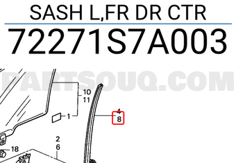 Honda 72271S7A003 SASH L,FR DR CTR