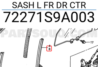 Honda 72271S9A003 SASH L FR DR CTR