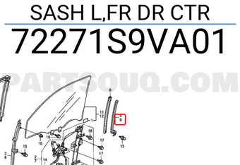 Honda 72271S9VA01 SASH L,FR DR CTR