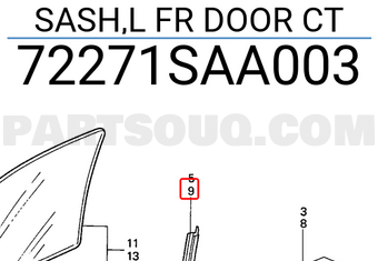 Honda 72271SAA003 SASH,L FR DOOR CT