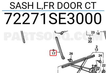 Honda 72271SE3000 SASH L,FR DOOR CT