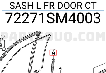 Honda 72271SM4003 SASH L FR DOOR CT