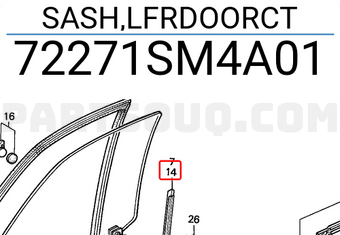 Honda 72271SM4A01 SASH,LFRDOORCT