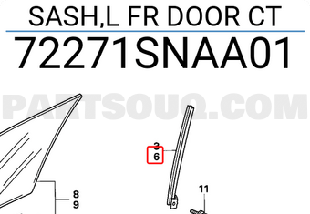 Honda 72271SNAA01 SASH,L FR DOOR CT