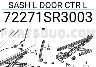 Honda 72271SR3003 SASH L DOOR CTR L