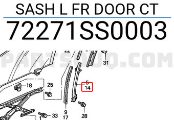 Honda 72271SS0003 SASH L FR DOOR CT