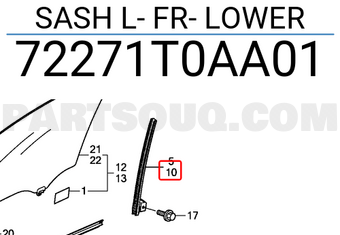 Honda 72271T0AA01 SASH L- FR- LOWER
