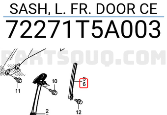 Honda 72271T5A003 SASH, L. FR. DOOR CE