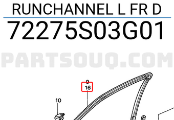 Honda 72275S03G01 RUNCHANNEL L FR D