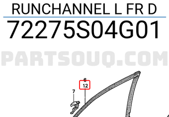 Honda 72275S04G01 RUNCHANNEL L FR D