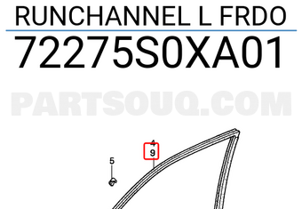 Honda 72275S0XA01 RUNCHANNEL L FRDO
