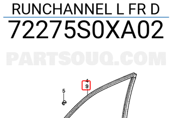 Honda 72275S0XA02 RUNCHANNEL L FR D