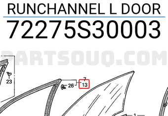 Honda 72275S30003 RUNCHANNEL L DOOR