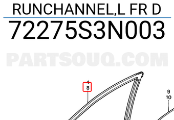 Honda 72275S3N003 RUNCHANNEL,L FR D