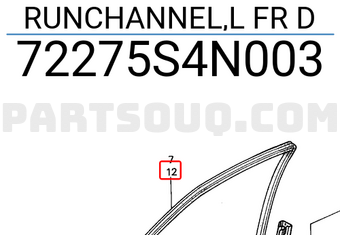 Honda 72275S4N003 RUNCHANNEL,L FR D