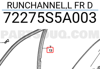 Honda 72275S5A003 RUNCHANNEL,L FR D