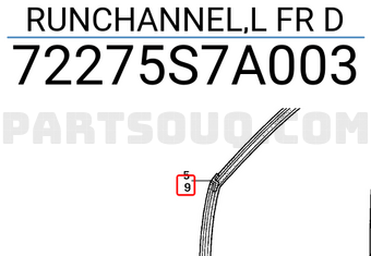 Honda 72275S7A003 RUNCHANNEL,L FR D