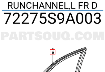 Honda 72275S9A003 RUNCHANNEL,L FR D