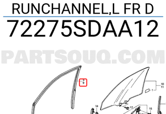 Honda 72275SDAA12 RUNCHANNEL,L FR D