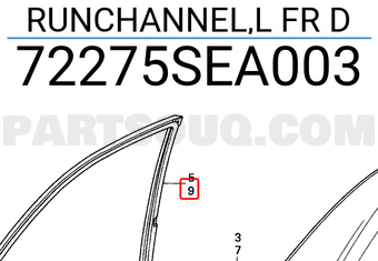 Honda 72275SEA003 RUNCHANNEL,L FR D