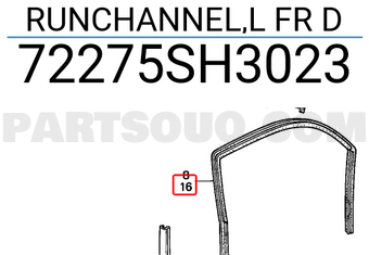 Honda 72275SH3023 RUNCHANNEL,L FR D