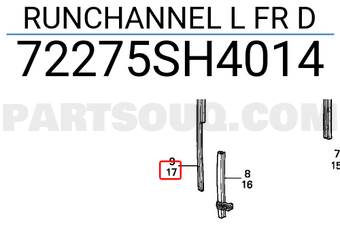 Honda 72275SH4014 RUNCHANNEL L FR D