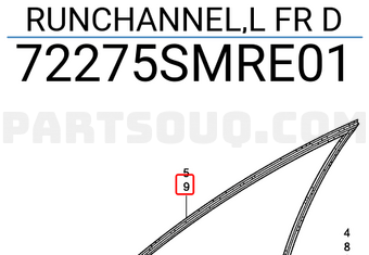 Honda 72275SMRE01 RUNCHANNEL,L FR D