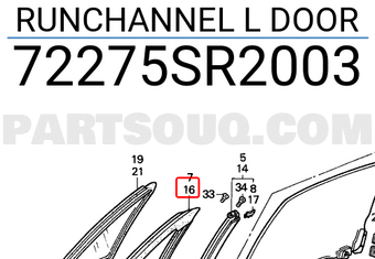 Honda 72275SR2003 RUNCHANNEL L DOOR