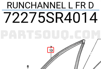 Honda 72275SR4014 RUNCHANNEL L FR D