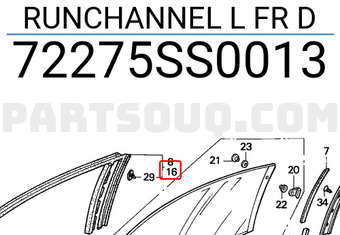 Honda 72275SS0013 RUNCHANNEL L FR D