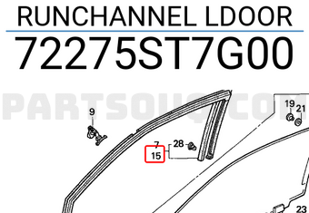 Honda 72275ST7G00 RUNCHANNEL LDOOR