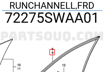 Honda 72275SWAA01 RUNCHANNELL,FRD