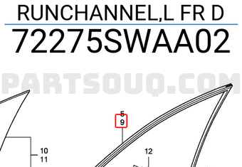 Honda 72275SWAA02 RUNCHANNEL,L FR D