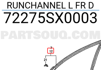 Honda 72275SX0003 RUNCHANNEL L FR D