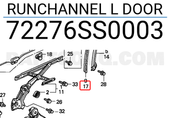 Honda 72276SS0003 RUNCHANNEL L DOOR