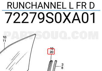 Honda 72279S0XA01 RUNCHANNEL L FR D