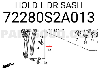 Honda 72280S2A013 HOLD L DR SASH