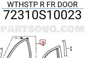 Honda 72310S10023 WTHSTP R FR DOOR