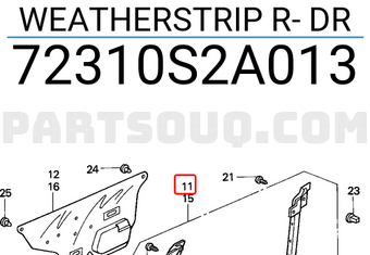 Honda 72310S2A013 WEATHERSTRIP R- DR