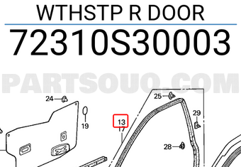Honda 72310S30003 WTHSTP R DOOR