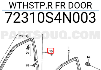 Honda 72310S4N003 WTHSTP,R FR DOOR