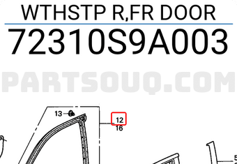Honda 72310S9A003 WTHSTP R,FR DOOR