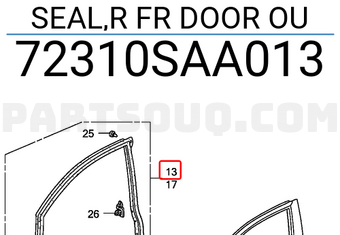 Honda 72310SAA013 SEAL,R FR DOOR OU